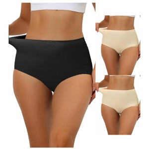 Allegra K Women's Elastic High-Waisted Unlined Breathable No-Show Hipster Underwear Multicolored - 1 of 4