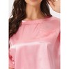 INSPIRE CHIC Women's Lounge Sets Satin Silky Short Sleeve T-shirt with Slit Elastic Shorts Sleepwear Pajama Set - 4 of 4