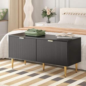 Shoe Storage Bench, 42" Wooden Storage Chest, Loads 300 lb, Easy Assembly, Storage Ottoman Bench for Entryway Bedroom Living Room - 1 of 3