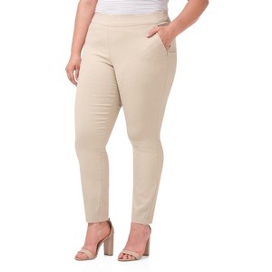 Rekucci Curvy Woman Ease into Comfort Skinny Pants with Tummy Control | Pull-On Stretch Work Pants - 1 of 3