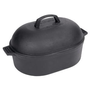 Bayou Classic 7418 12-qt Cast Iron Oval Roaster Features Domed Cast Iron Lid Perfect - 1 of 2