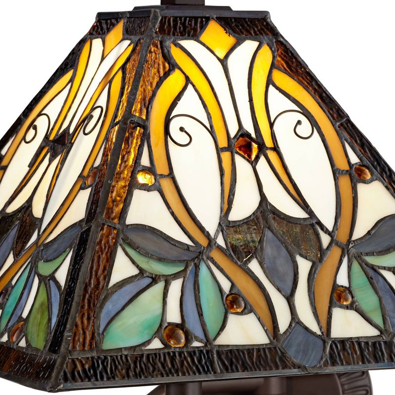 Robert Louis Tiffany Victorian Swing Arm Wall Lamp Bronze Plug-in Light Fixture Multi Colored Stained Glass for Bedroom Bedside Living Room Reading, 3 of 10