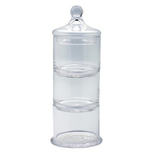 Diamond Star Three Part Glass Bowl Tower with Lid: Cylinder Shape, Tabletop Decor, 12"x4.5" - 1 of 1