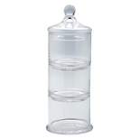 Diamond Star Three Part Glass Bowl Tower with Lid Clear (12"x4.5")