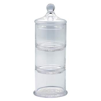 Diamond Star Three Part Glass Bowl Tower with Lid Clear (12"x4.5")
