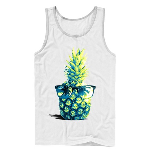 monogram shirt, gold foil pineapple tank top