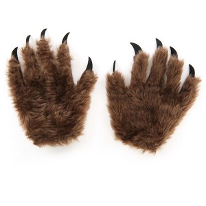 HalloweenCostumes.com   Brown Wolf Animal Costume Paws for Adults and Kids, Brown - 1 of 2
