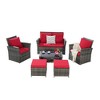 6-Piece Outdoor Patio Rattan Conversation Sofa Set with Tempered Glass Coffee Table - 4 of 4