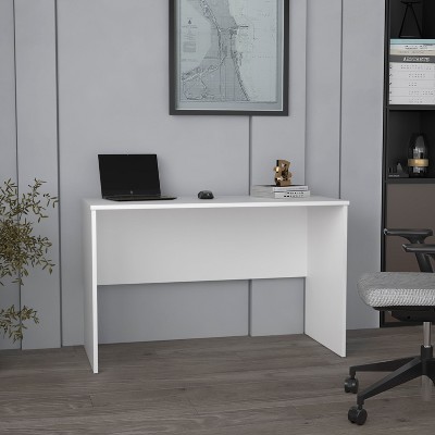 Vynxaria 47" Wide White Computer DesksModern Study Desk Multifunctional Computer Laptop Table for Bedroom Living Room Easy Assembly