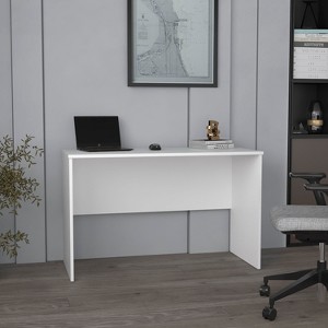 Vynxaria 47" Wide White Computer DesksModern Study Desk Multifunctional Computer Laptop Table for Bedroom Living Room Easy Assembly - 1 of 4