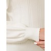 INSPIRE CHIC Women's Ruffle Long Sleeve Crew Neck Ribbed Knit Sweater White Medium - 4 of 4