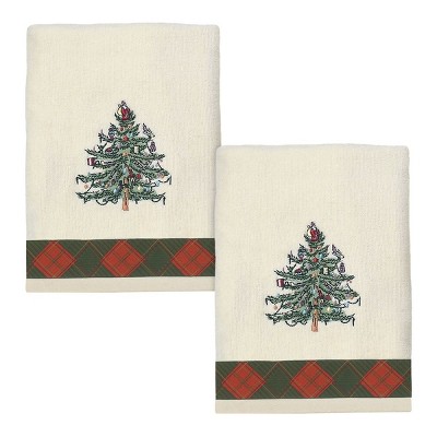 Spode Christmas Tree Tartan 2 Pc Hand Towel Set