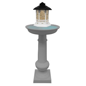 Modern Metal Bird Bath with Feeder - Gray - Oakland Living: Cast Aluminum, Weather-Resistant - 1 of 4