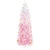 Yaheetech 6Ft/7.5Ft/9Ft Prelit Flocked Pencil Artificial Christmas Tree with Warm White Lights & Snow Branch Tips, Hinged Spruce, Green - 2 of 4