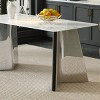 63" Rectangle Dining Room Table with Top and Silver Stainless Steel Butterfly Legs, Modern Dining Table for Kitchen or Apartment-The Pop Home - 3 of 4