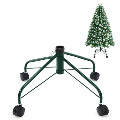 Costway Metal Christmas Tree Stand w/ Rolling Wheels For Tree Up to 7 Ft Tall