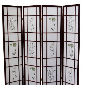 Vynxaria 70" Tall 4-Panel Screen / Room Divider "Shoji", Cherry - 1 of 4