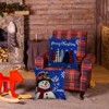 Christmas Pillow Covers 18x18 Set of 2 Let it Snow Snowman Christmas Trees Xmas Blue - 4 of 4