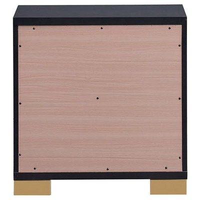 Black and Gold 2-Drawer Modern Nightstand