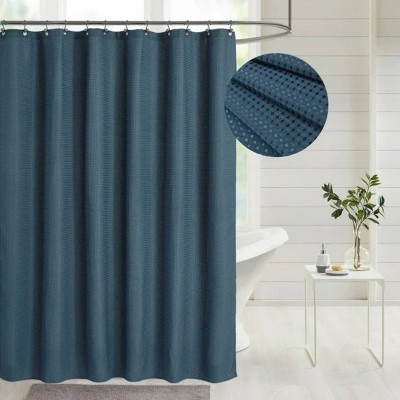 LunaLulinlk Waffle Weave Fabric Shower Curtain ,Moonlight Blue,71"Wx72"L