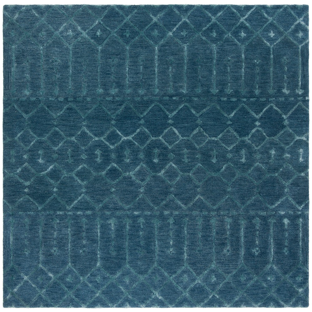 6'x6' Geometric Design Tufted Square Area Rug Navy/Silver - Safavieh