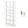Tangkula 7-Tier Double Rows Shoe Rack Vertical Wooden Shoe Storage Organizer Rustic Brown/White - 4 of 4