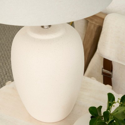 23" Off-White Ceramic Urn Table Lamp with Fabric Shade