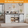 Farmhouse TV Stand for 80 Inch TVs, 70 Inch Media Console with Sliding Barn Doors & Storage Cabinets - 4 of 4