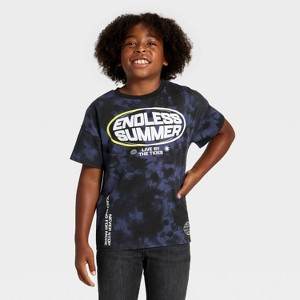 Grayson Threads Kids Boys' Short Sleeve "Endless Summer" Tie-Dye Oversized Graphic T-Shirt - Black - 1 of 4