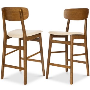Best Choice Products 2-Piece Farmhouse Counter Height Bar Stool Set w/ Cushioned Seat, Wooden Backrest - 1 of 4