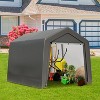 Outdoor Storage Shed, Portable Carport Shelter with Lockable Zipper Door, Durable Garage Tent for Motorcycles, Bikes & Tools, Features Roof Vents - 3 of 4