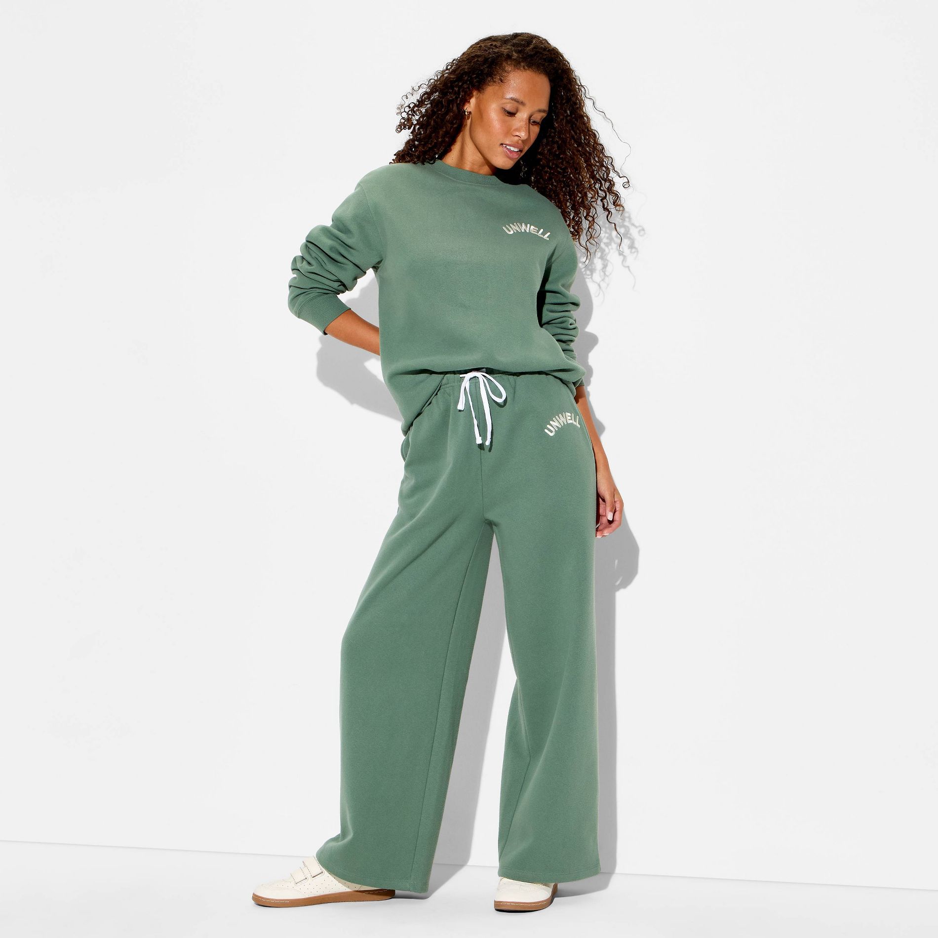 Women's Unwell Wide Leg Graphic Sweatpants - Green