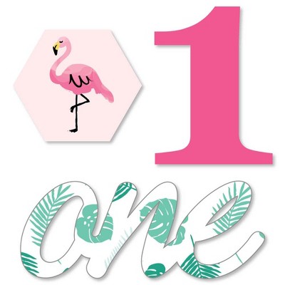 Big Dot of Happiness 1st Birthday Pink Flamingo - DIY Shaped Tropical First Birthday Party Cut-Outs - 24 Count