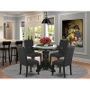 HomeStock 5-Piece Round Black Finish Solid Wood Top Dining Table with 4-Parson Chair - 2 of 4