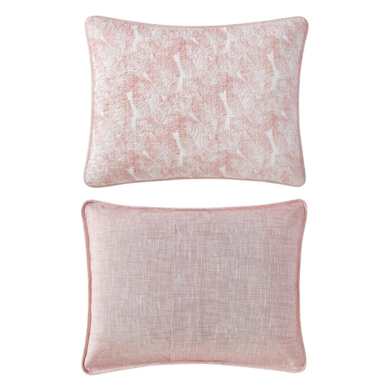 Tommy Bahama 3pc Full/Queen Distressed Water Leaves Cotton Quilt Set Pink Coral, 5 of 8