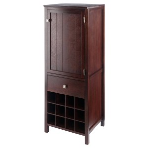 Brooke Cupboard 1 Drawer and Wine Holder Walnut - Winsome - 1 of 4