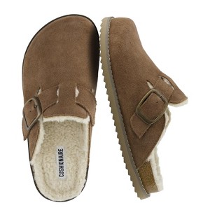 CUSHIONAIRE Blain Fur Genuine Suede Clogs for Women, Cozy Slip-On Womens Slippers with Detailed Stitching and Memory Foam Comfort - 1 of 4
