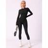Allegra K Women's Stand Collar Ribbed One Piece Workout Fitness Full Body Shapers with Front Zipper - 4 of 4