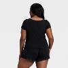 Women's Ribbed Short Sleeve Shirt and Shorts Pajama Set - Auden™ - 2 of 3