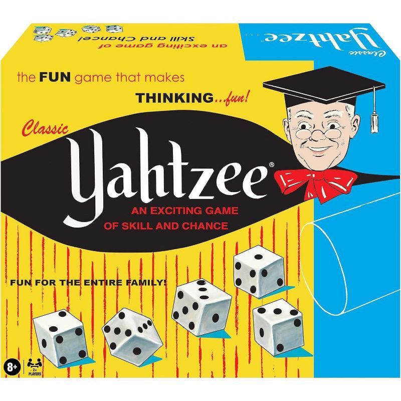 Hasbro Classic Yahtzee with Retro Artwork, An Exciting Game Of Skill And Chance with Original Components for Ages 8 and Up, 2 or More Player, 1 of 5