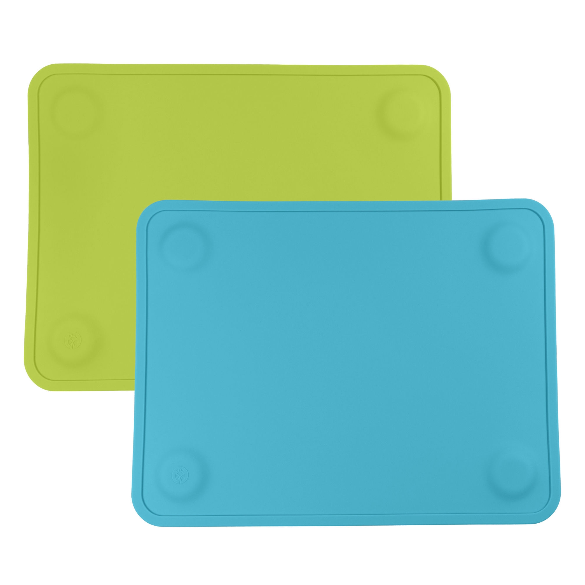WeeSprout Silicone Suction Placemats for Babies, Toddlers & Kids - Large, 2 Pack (Bright Blue & Green)