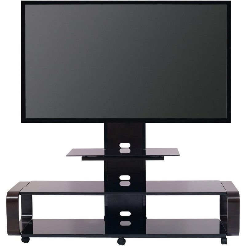 TransDeco Flat panel TV mounting system w/ 3 AV shelves for up to 85Inch plasma or LCD/LED TVs - Espresso/Black, 2 of 3