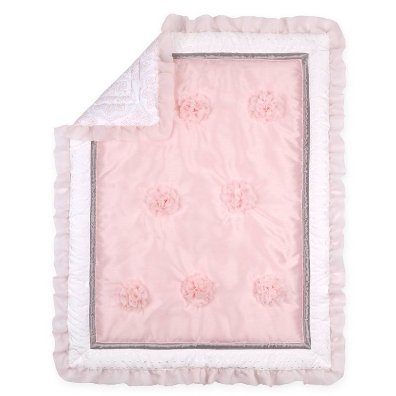 The Peanutshell Arianna Baby Crib Bedding Set - Pink/White - 3pc, 3 of 9