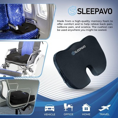 Black Memory Foam Gel Seat Cushion with Cooling Mesh Cover