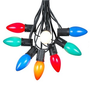 Novelty Lights 25 Feet C9 Ceramic Christmas String Light Set, Ceramic Vintage Holiday Hanging Light Set, Black Wire - 1 of 4