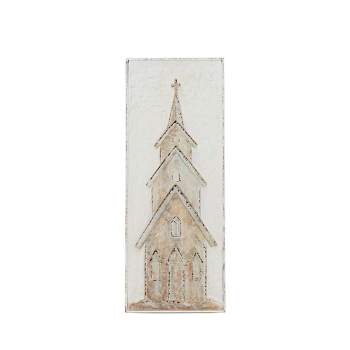 Embossed Church Wall Art White Metal by Foreside Home & Garden