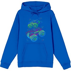 Colorful Line Art Car Adult Long Sleeve Hoodie - 1 of 2