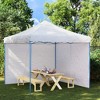 vidaXL White Party Tent Sidewalls with Zipper, 2 pcs, PE Material, UV and Water-Resistant, Easy Hook and Loop Fasteners Installation - 2 of 4