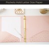 Blu Monaco Ring Binders - 1 Inch - Set of 2 - with Geometric Gold Foil Design - 3 of 4