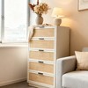 Rattan 5 Drawer Dresser, 46.7in Tall Antique White 5 Chest of Drawers with Metal Handles and Wooden Sturdy Base for Bedroom Living Room Nursery - 3 of 4